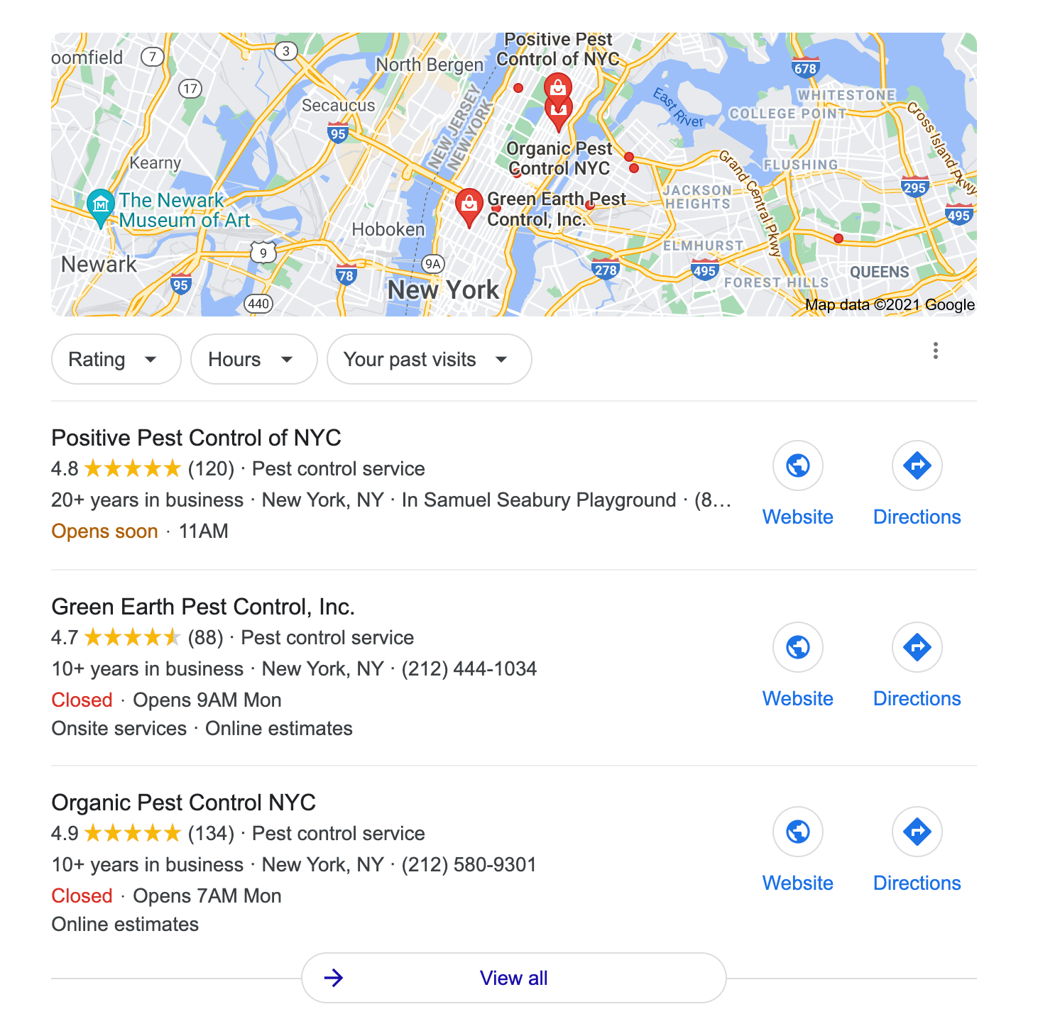 Google's 3 Local Pack on the web