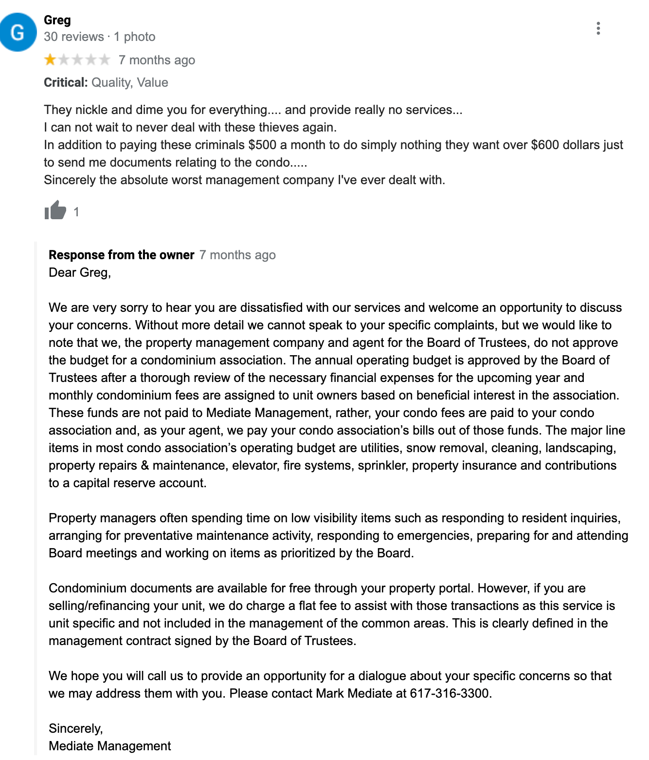example of a negative reviews response
