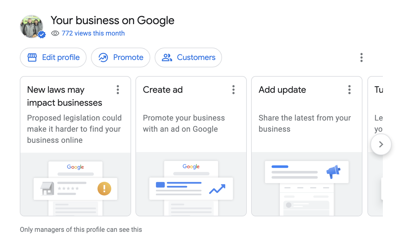 Google Business profile screenshot